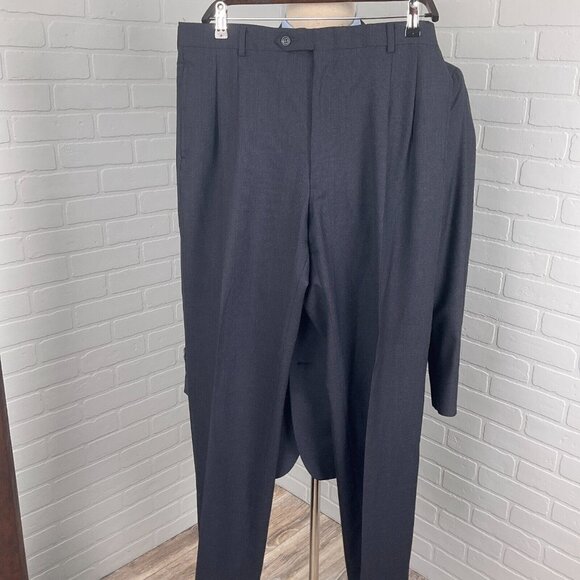 Jos A Bank Suit Men 42/34Wx31L Gray Prince Edward Plaid Wool Classic Career 2pc - Picture 4 of 16